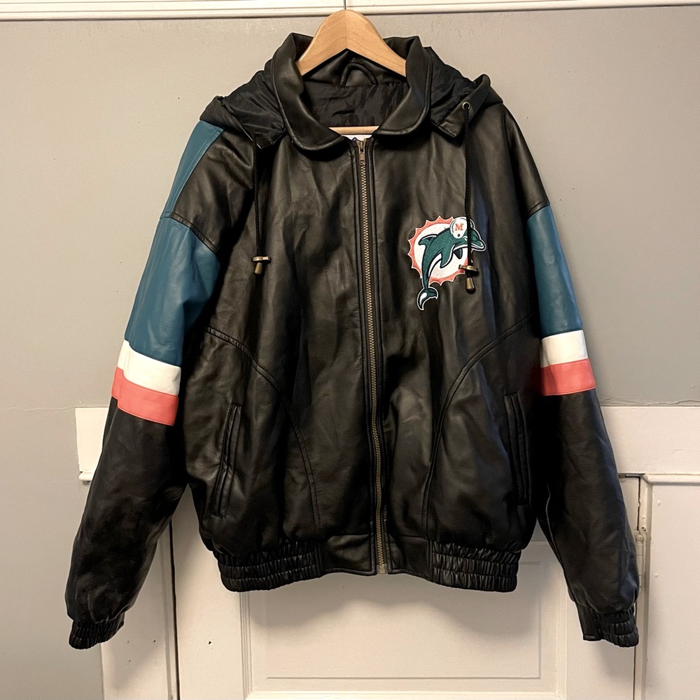 Vintage Miami Dolphins Faux Leather Jacket